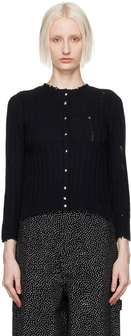 Marc Jacobs Black 'The Shrunken Cashmere Cable' Cardigan