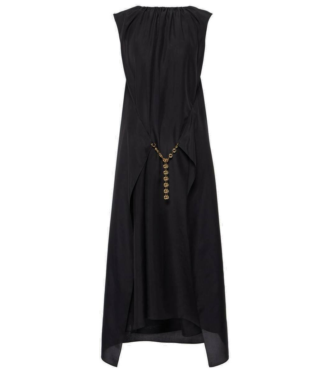 Loewe Chain-detail ruched silk midi dress Loewe