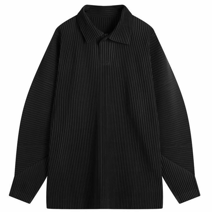 Photo: Homme Plissé Issey Miyake Men's Pleated Long Sleeve Polo in Black