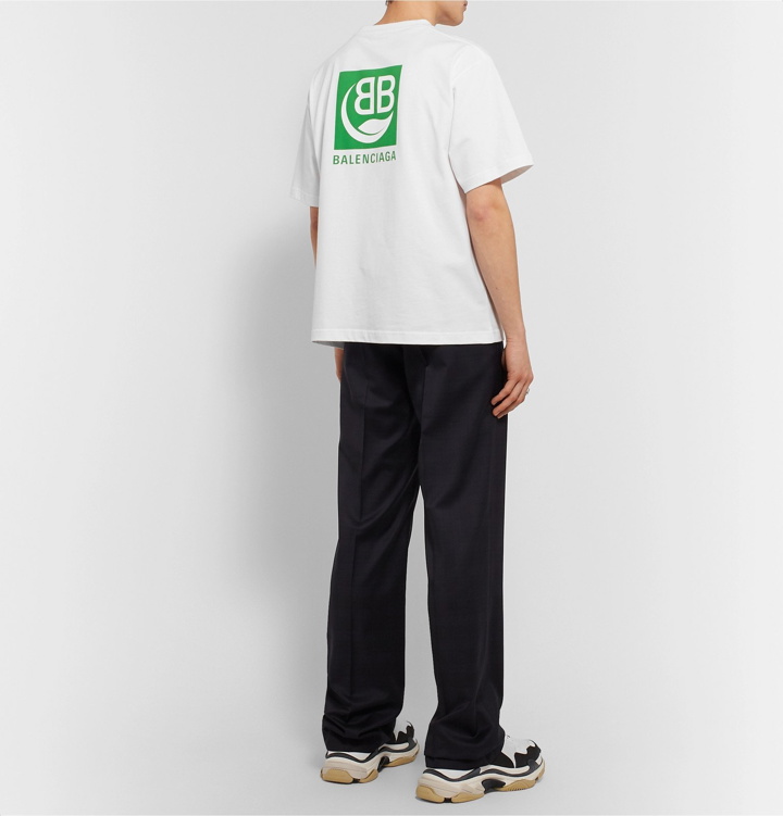 Photo: Balenciaga - Oversized Logo-Print Cotton-Jersey T-Shirt - White