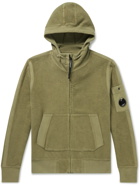C.P. Company - Cotton-Blend Fleece Zip-Up Hoodie - Green