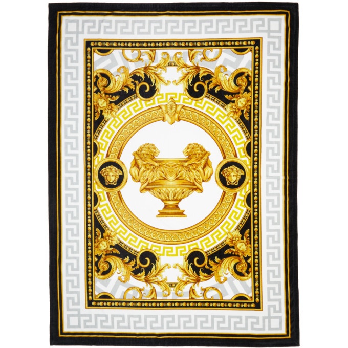 Photo: Versace White and Grey Coupe Des Dieux Beach Towel