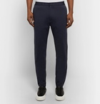 Theory - Midnight-Blue Tapered Piped Tech-Jersey Trousers - Navy