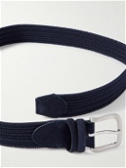 Mr P. - 3.5cm Suede-Trimmed Woven Belt - Blue