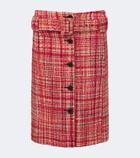 Prada Wool, cotton, and silk tweed midi skirt