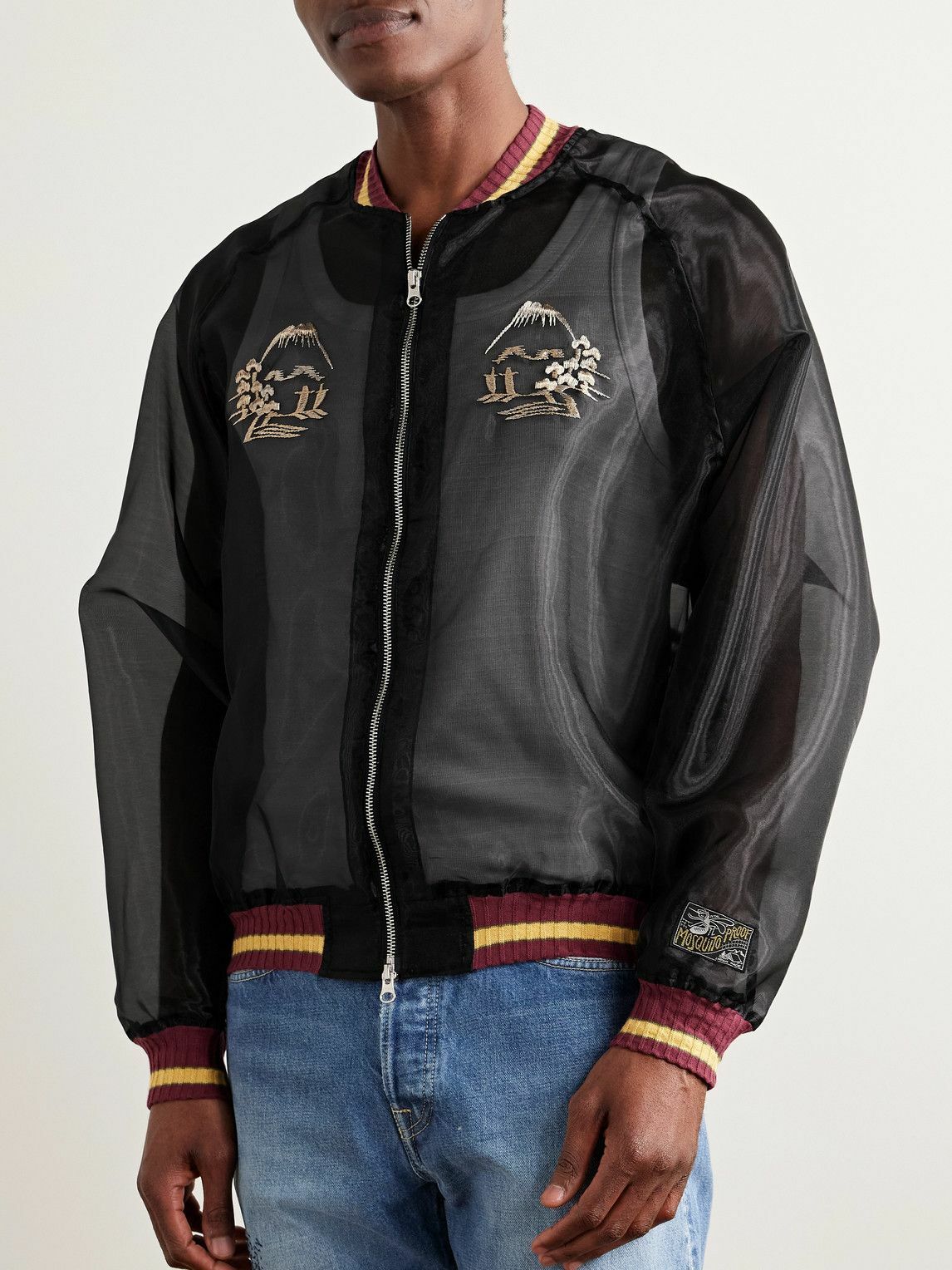 KAPITAL - Souvenir Embroidered Organza Bomber Jacket - Black KAPITAL