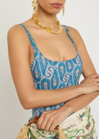 Etro Printed Low-back Swimsuit Blue