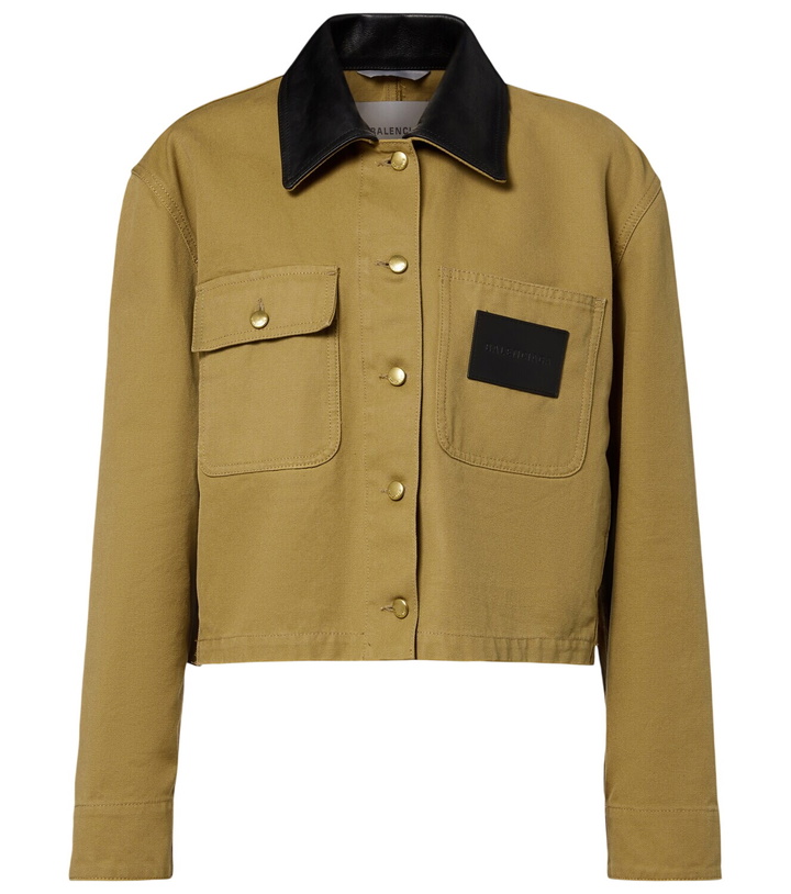 Photo: Balenciaga Cropped leather-trimmed cotton jacket