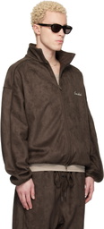 Fear of God ESSENTIALS Brown Faux-Suede Fleece Signature Modern Track Jacket