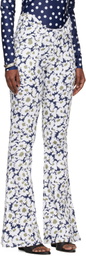 Jean Paul Gaultier White & Navy 'The Curved Flower' Jeans