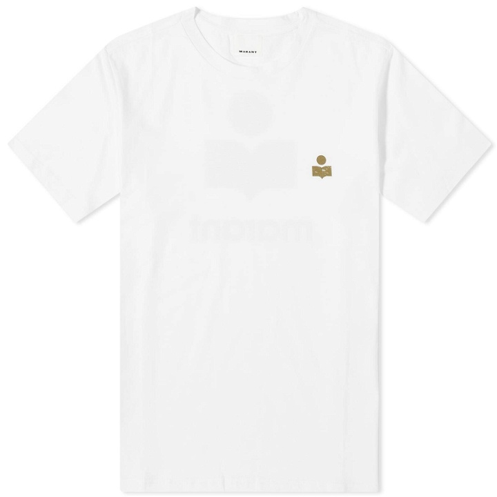 Photo: Isabel Marant Men's Zafferh Small Logo T-Shirt in White/Khaki