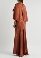 Zimmermann Eden Cascading Cape-effect Satin Maxi Dress Brown