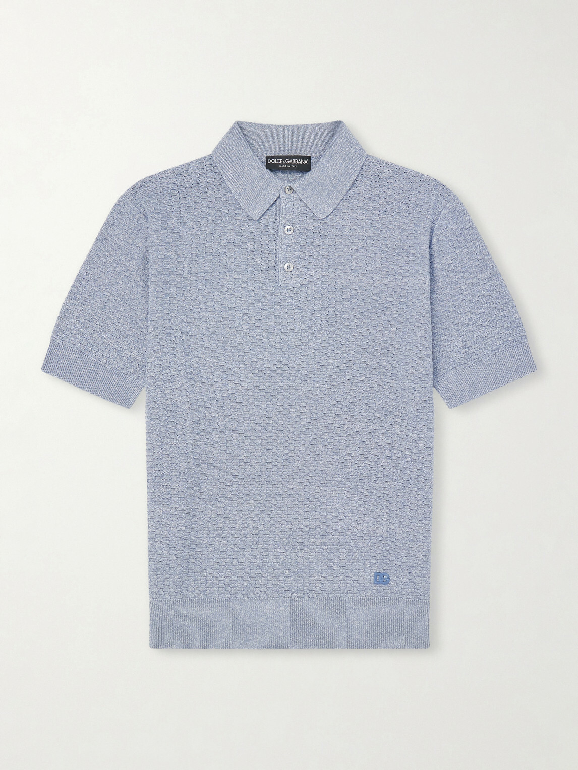 Dolce&Gabbana - Logo-Embroidered Linen-Blend Polo Shirt - Blue