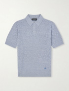 Dolce&Gabbana - Logo-Embroidered Linen-Blend Polo Shirt - Blue