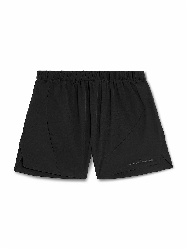 Photo: ON - POST ARCHIVE FACTION Straight-Leg Logo-Print Stretch-Shell Shorts - Black