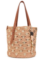 Rabanne Disc-embellished Raffia Bucket Tote bag - Peach - One Size