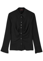 High Satisfy Gathered Stretch-jersey Blouse Black