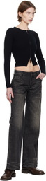 Fax Copy Express Black Dirty Wash Straight Jeans