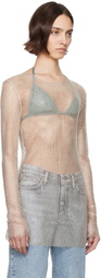 TOVE Beige Carmen Crystal Mesh Top