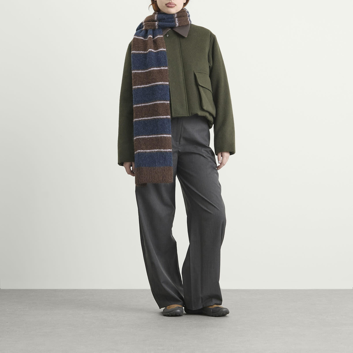 Samsøe Samsøe Women's Sajeanne Stripe Scarf in Black Coffee Stripe 