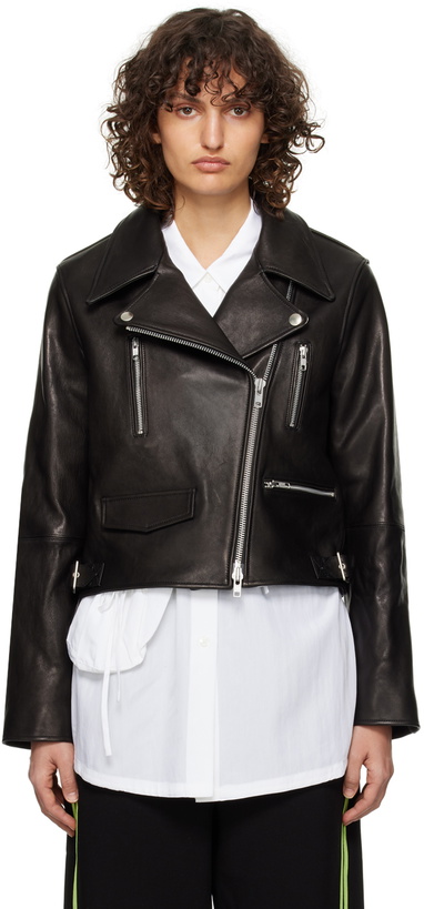 Photo: OPEN YY Black Zipped Leather Jacket