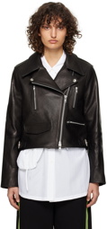 OPEN YY Black Zipped Leather Jacket