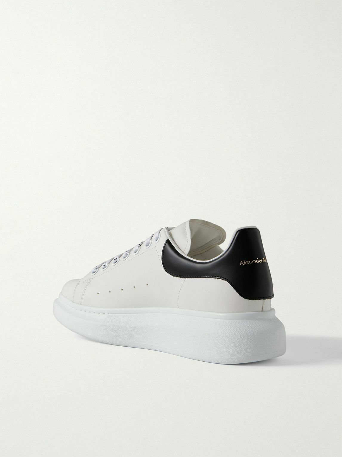 McQueen - Exaggerated-Sole Leather Sneakers - White