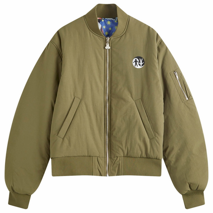 Photo: Carne Bollente Men's Desire Connections Reversible Bomber Jacket in Khaki