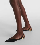 Aquazzura Leather-trimmed slingback flats