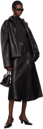REMAIN Birger Christensen Black Bonded Leather Midi Skirt
