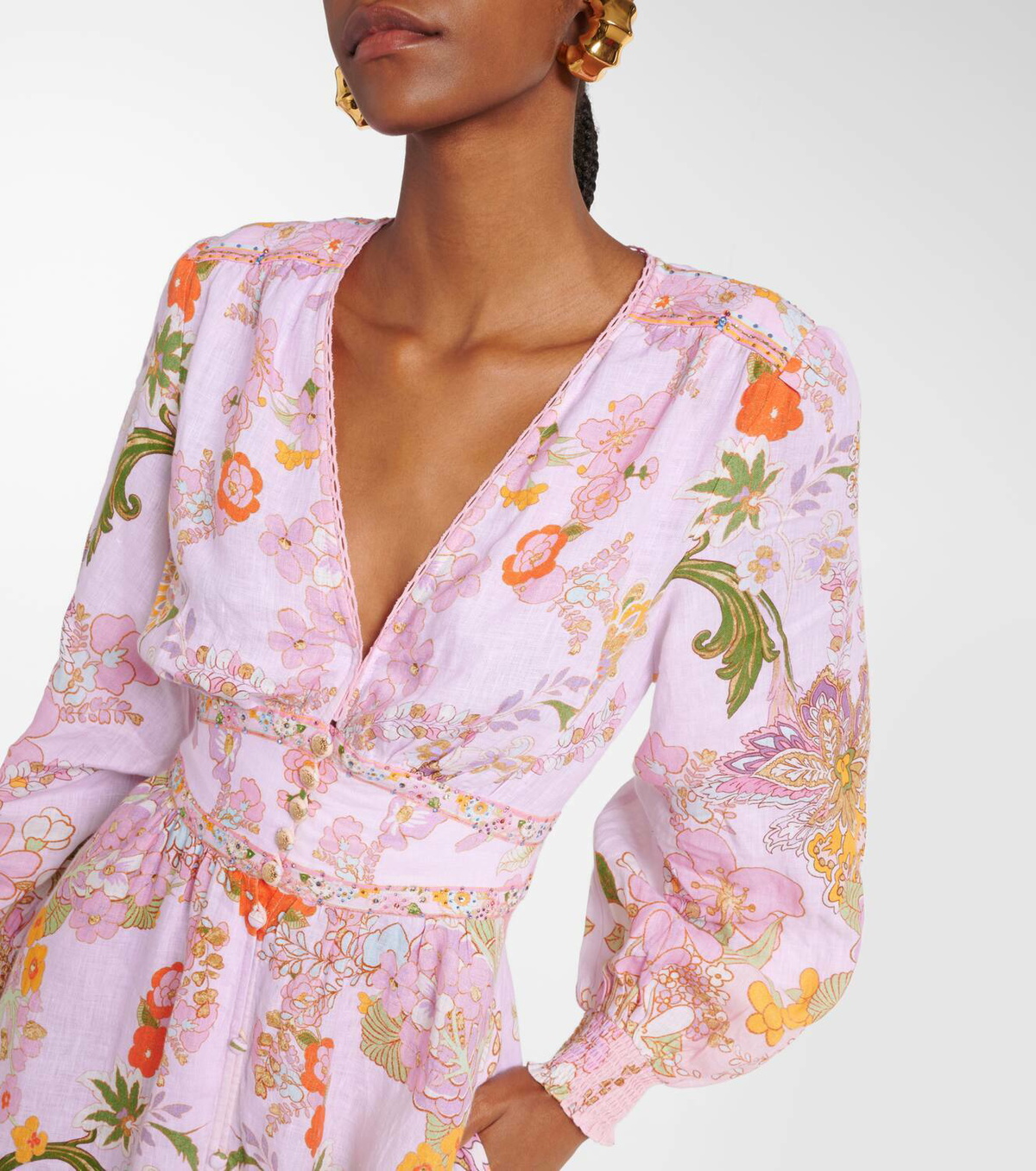 Camilla Embellished floral linen maxi dress Camilla
