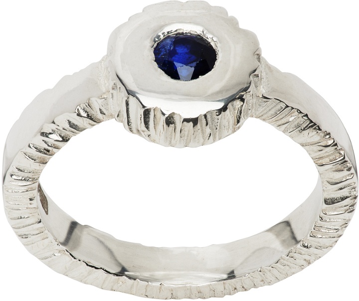Photo: Bleue Burnham SSENSE Exclusive Silver Sapphire Ring