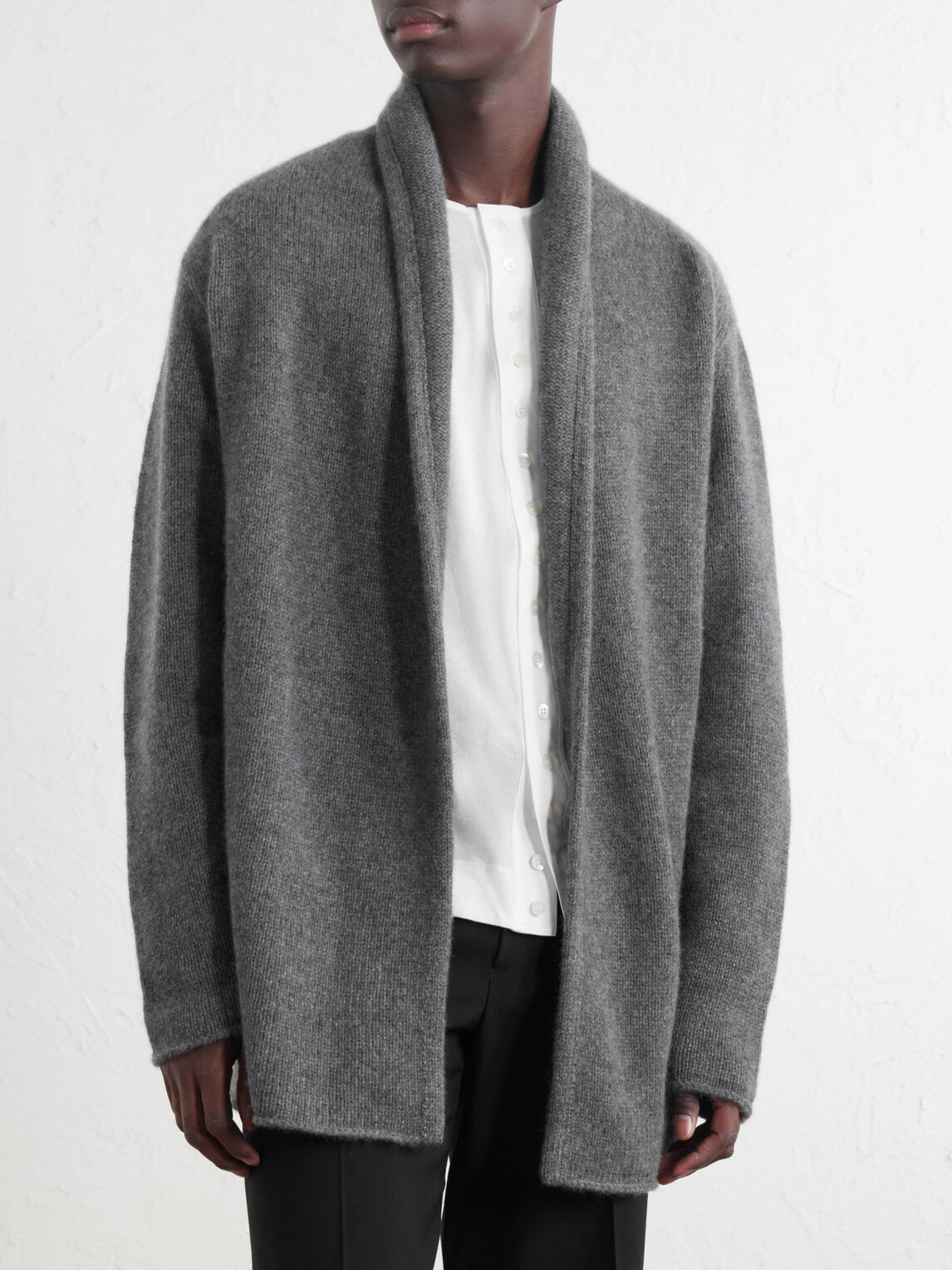 The Elder Statesman - Shawl-Collar Cashmere Cardigan - Gray