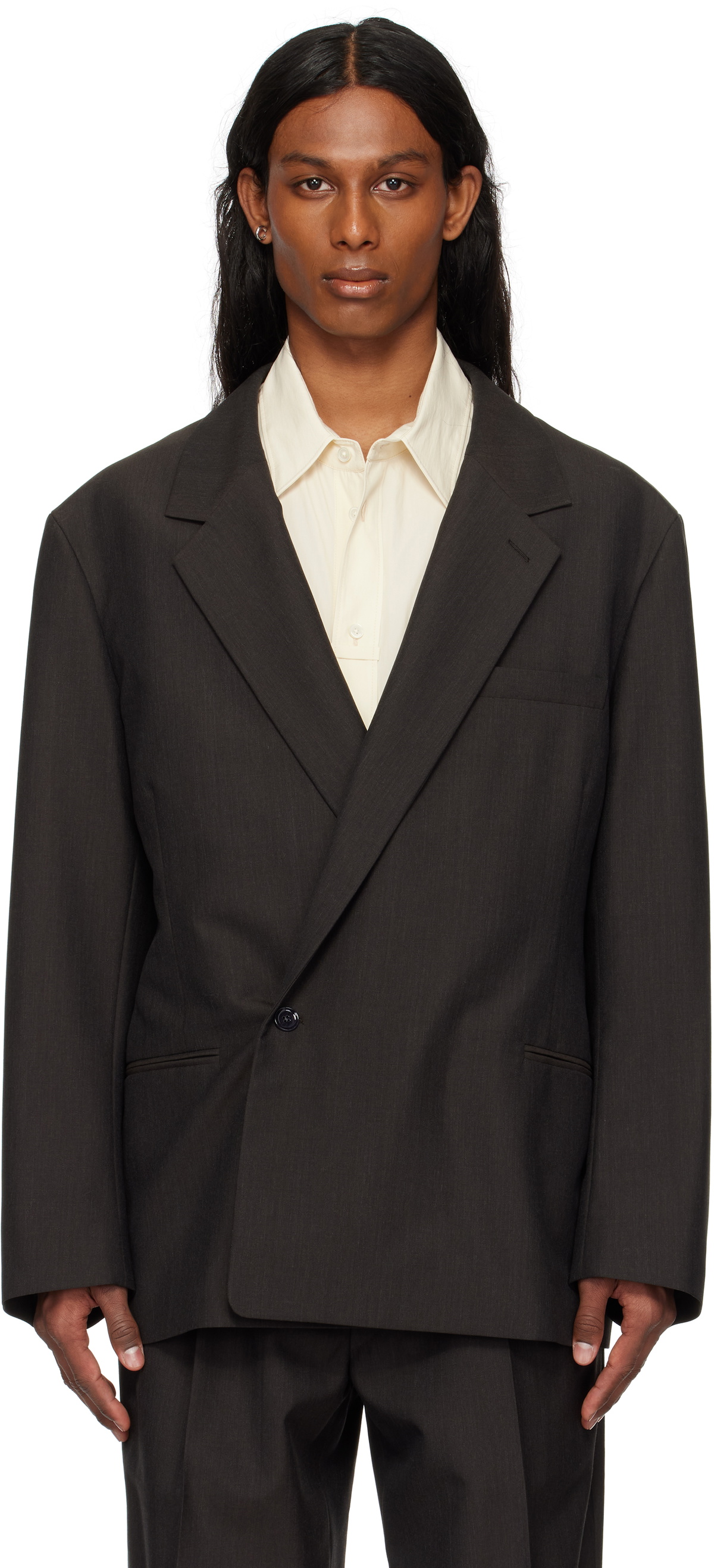 LEMAIRE Brown Soft Double Breasted Blazer Lemaire