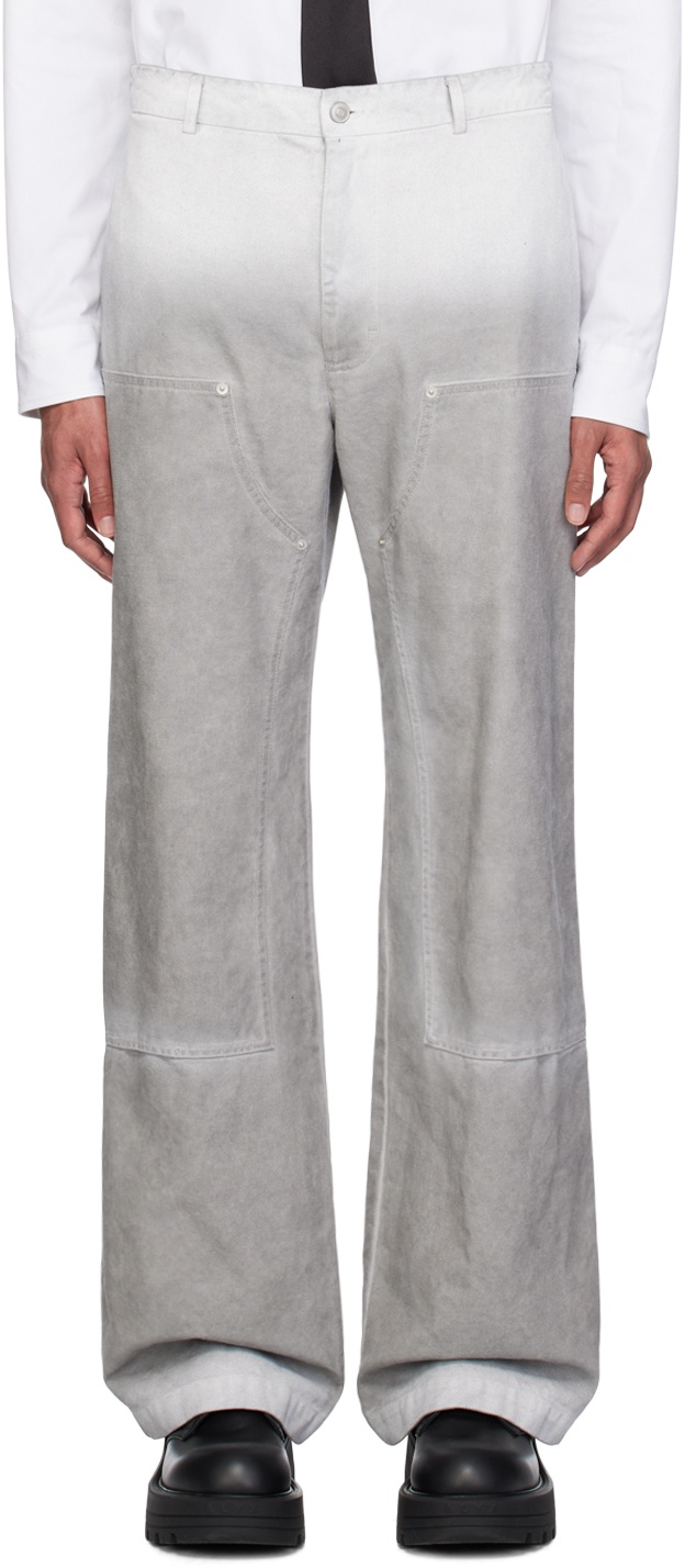 Photo: 1017 ALYX 9SM White & Gray Overdyed Carpenter Trousers