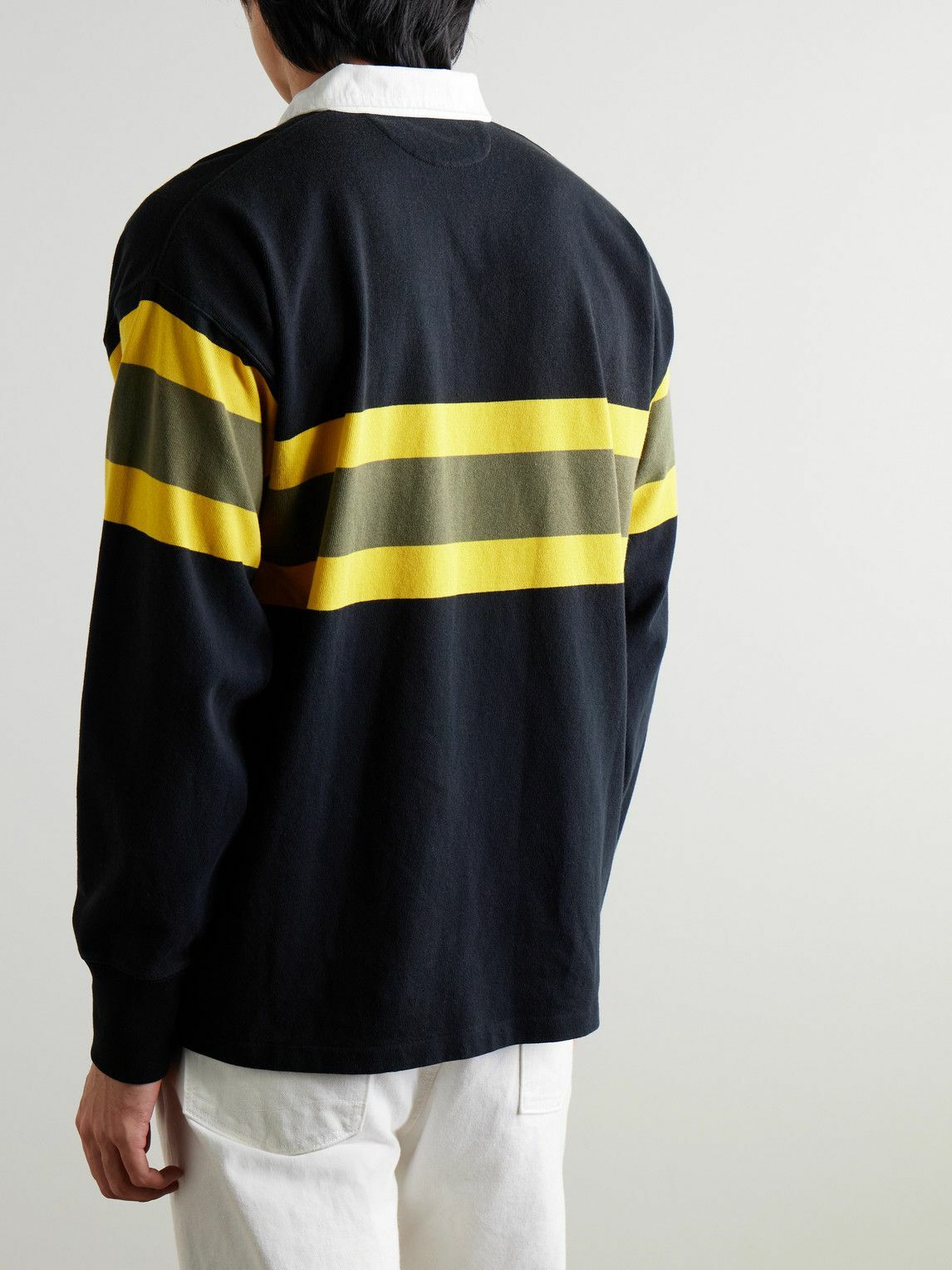 Polo Ralph Lauren - Poplin-Trimmed Striped Cotton Rugby Shirt - Black