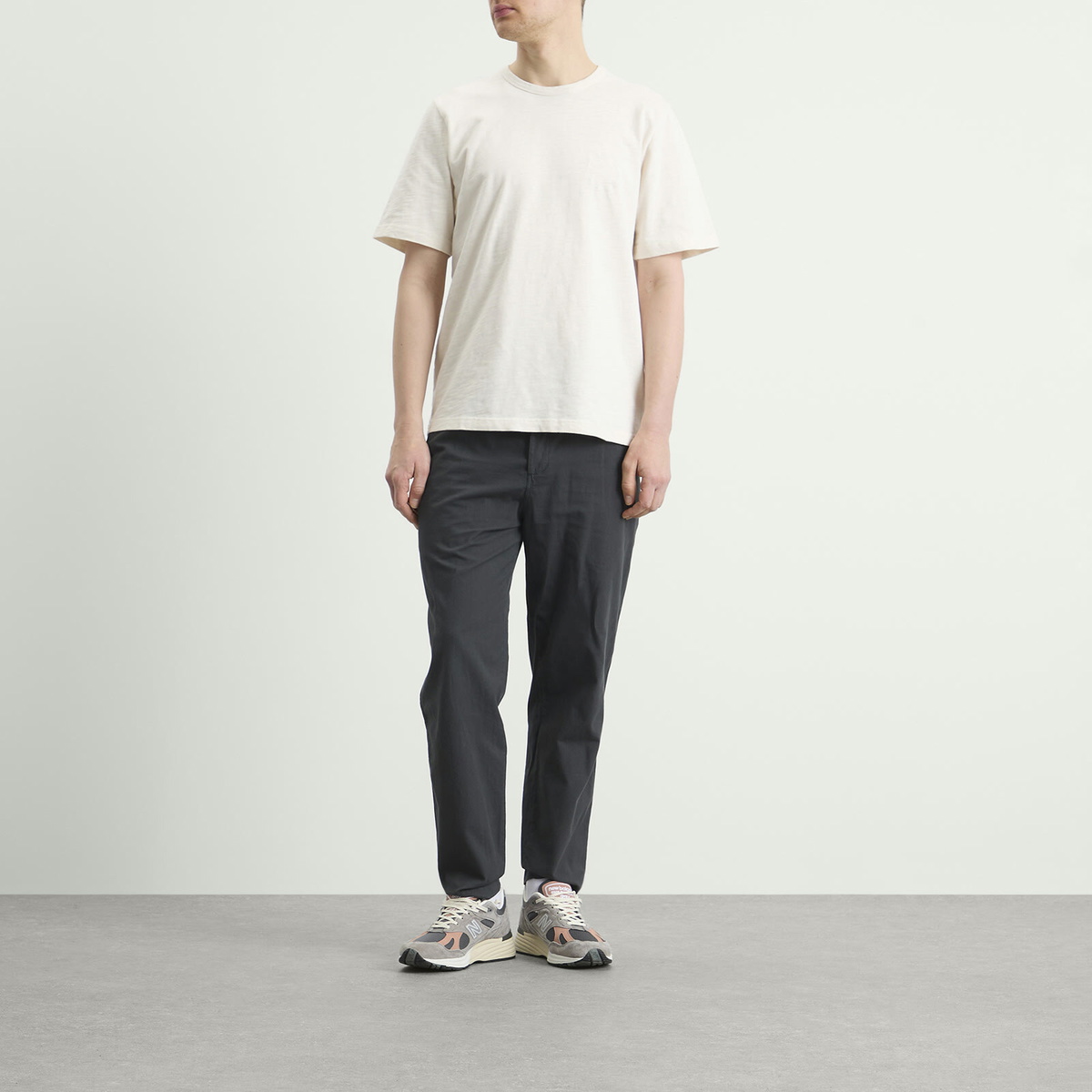 Folk Men's Slub Embroidered T-Shirt in Off White