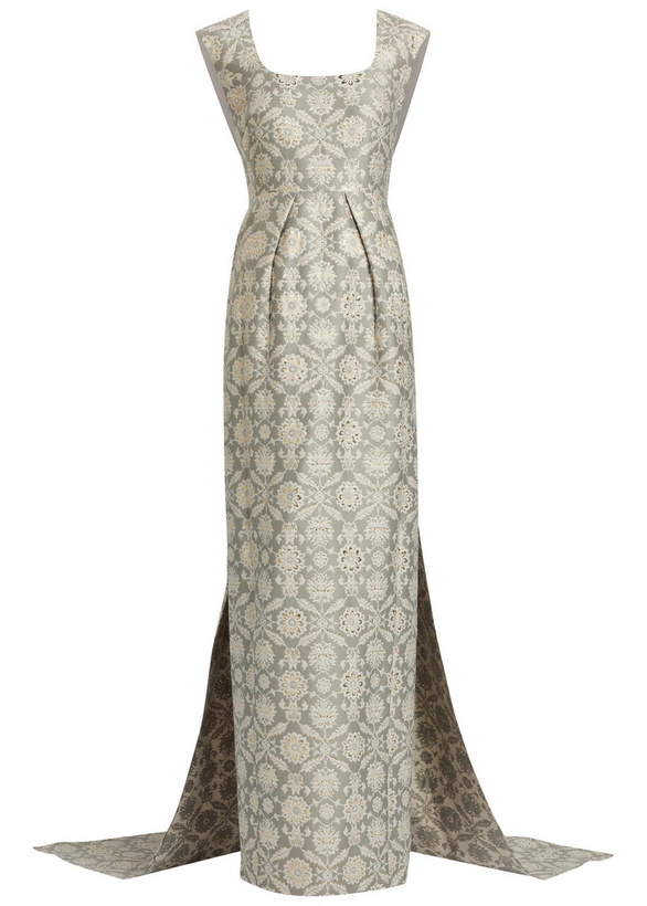 Photo: Huishan Zhang Patsy Floral-jacquard Cotton-blend Gown Grey