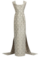 Huishan Zhang Patsy Floral-jacquard Cotton-blend Gown Grey