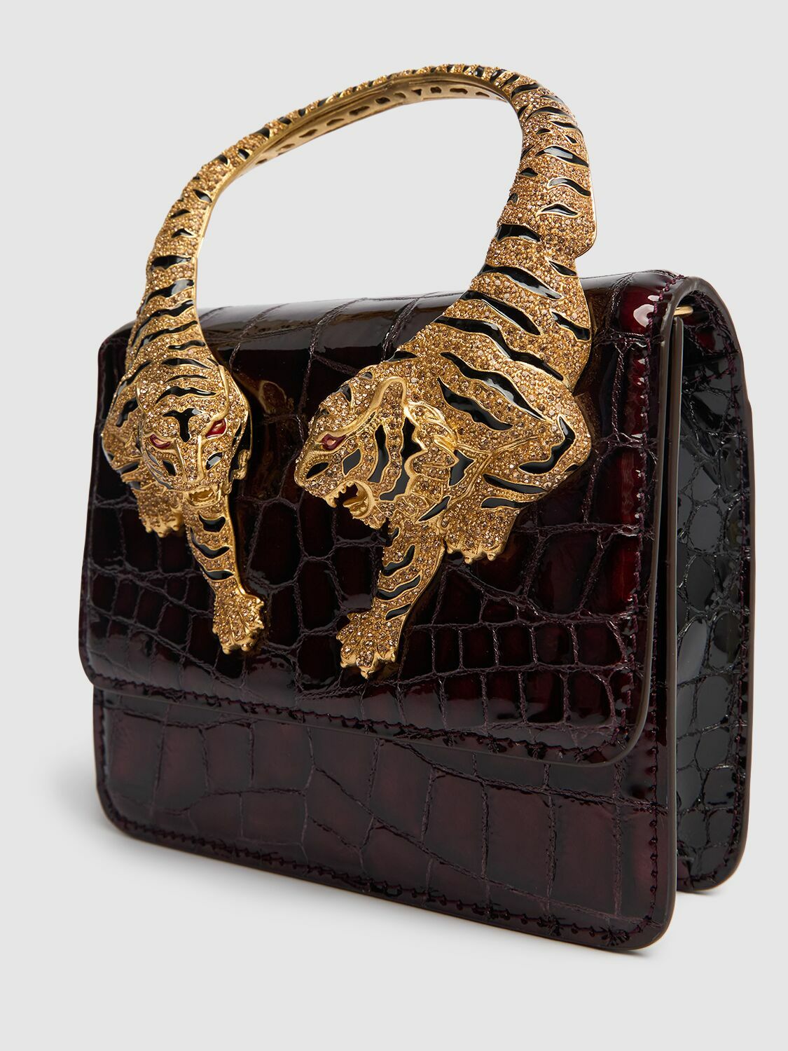 ROBERTO CAVALLI Small Roar Croc Embossed Bag
