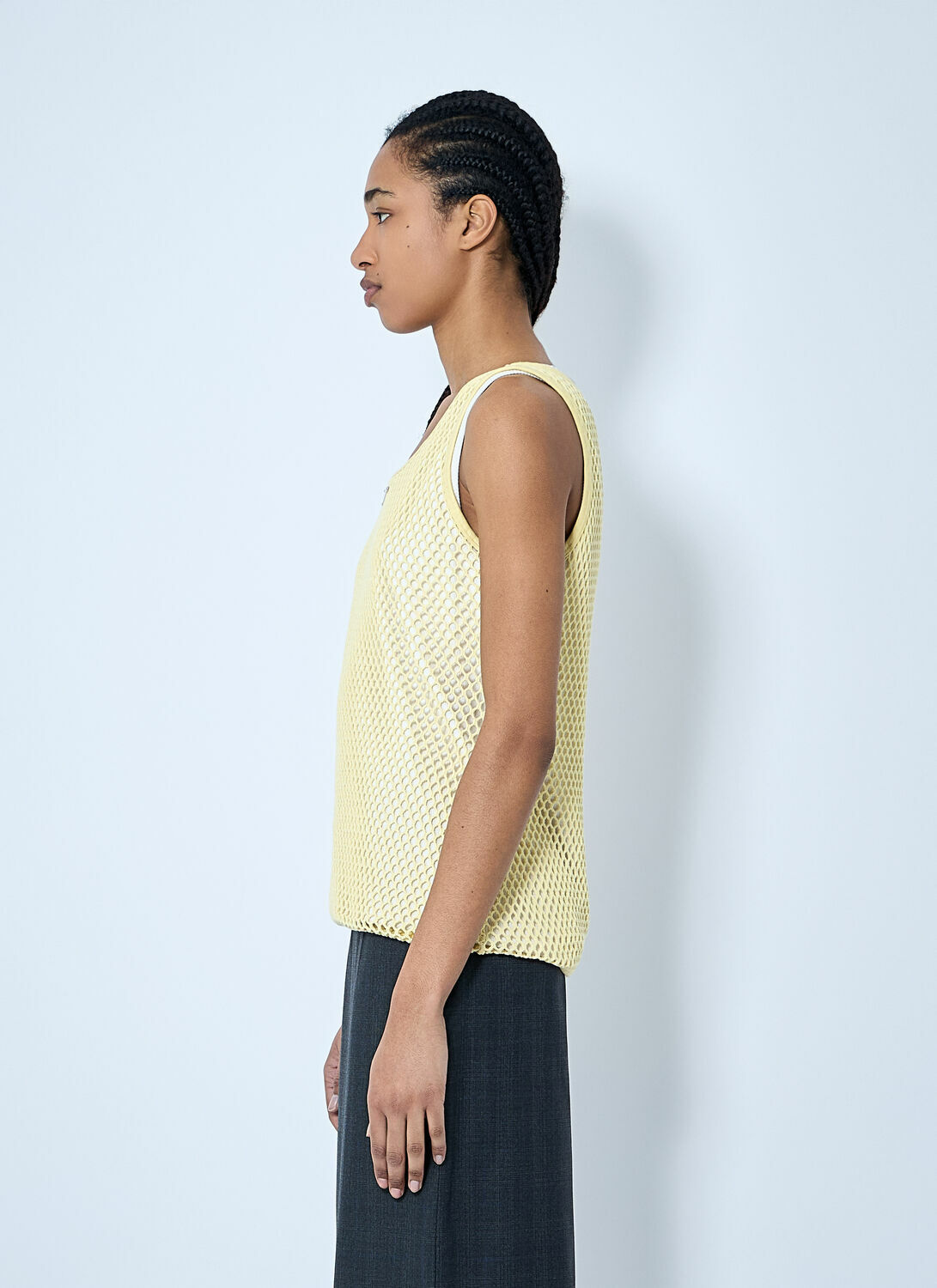 Prada Logo Plaque Open- Knit Tank Top