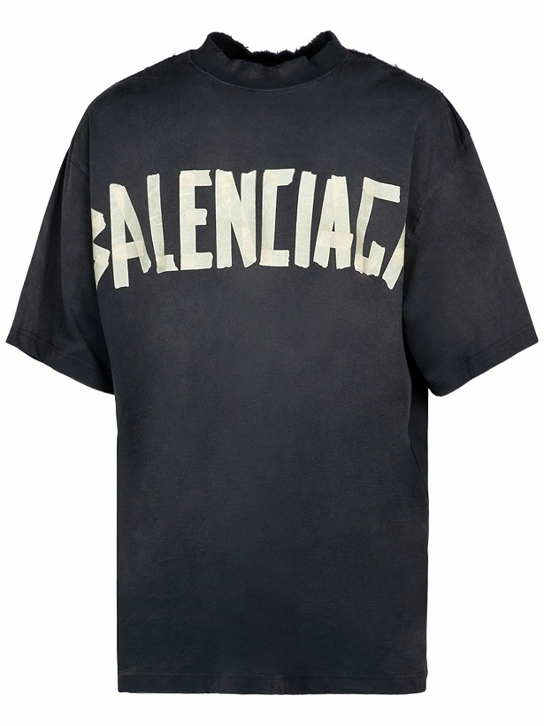 Photo: BALENCIAGA - Tape Type Vintage Effect Cotton T-shirt