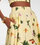 Oscar de la Renta Floral cotton-blend poplin midi skirt