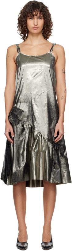 Photo: Maison Margiela Gold & Black Crinkled Midi Dress