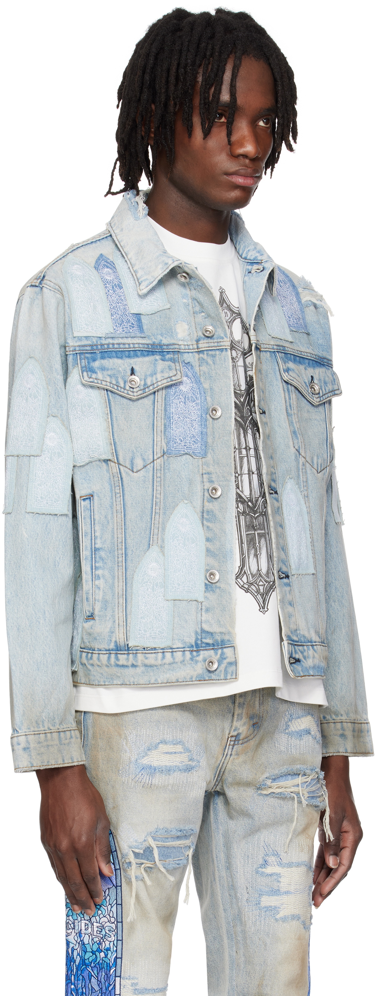 Who Decides War Blue Patched Arch Denim Jacket