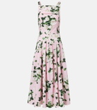 Carolina Herrera Floral pleated cotton-blend midi dress