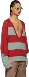 Kiko Kostadinov Red & Grey Haidu Sweater