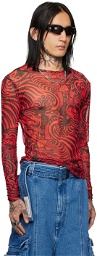 LU'U DAN Red & Black Graphic Long Sleeve T-Shirt