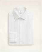 Brooks Brothers Men's Stretch Milano Slim-Fit Dress Shirt, Non-Iron Royal Oxford Ainsley Collar Pinstripe | White