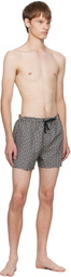Balmain Beige & Black Monogram Swim Shorts